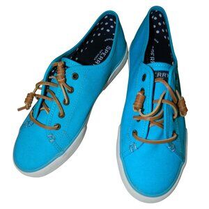 Sperry Womens Pier View Canvas Sneakers Azuro Blue Size 7M With Memory Foam